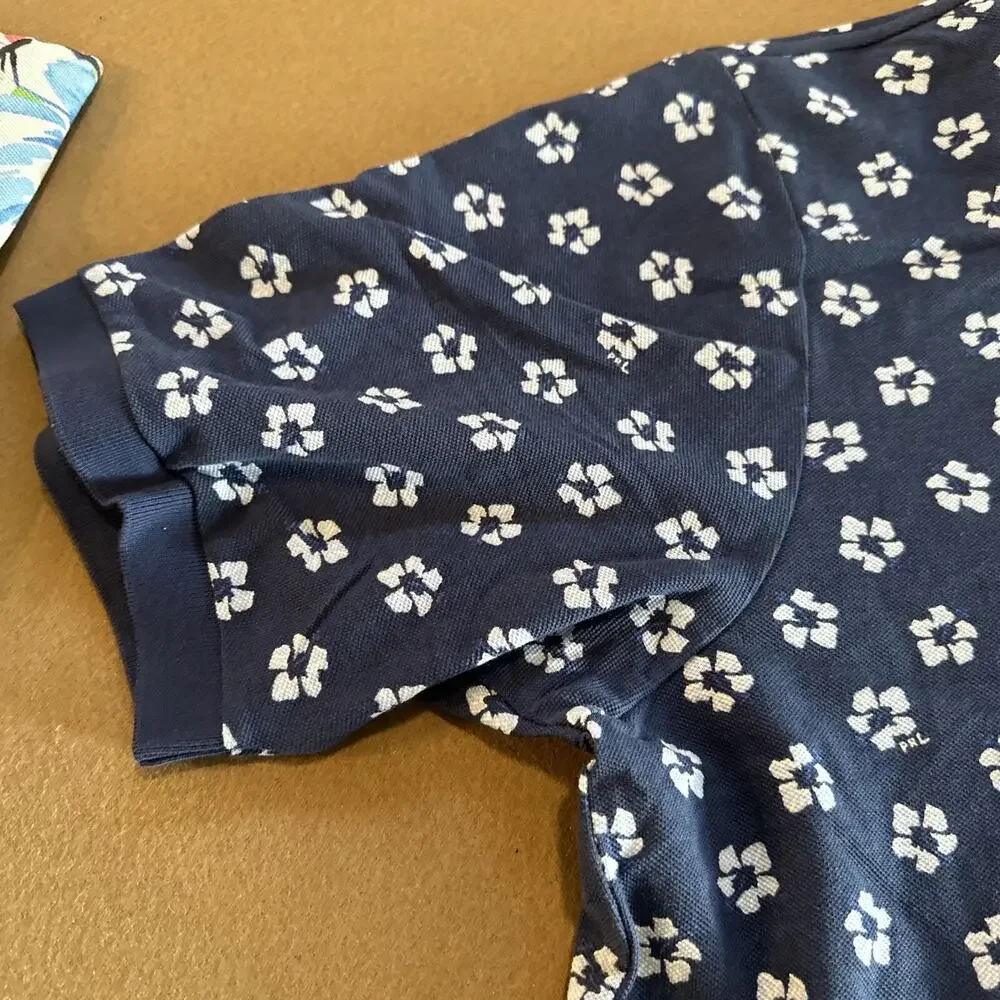 Polo Ralph Lauren Size 3XLT Mens Floral Blue Shirt Big And Tall Hibiscus AOP